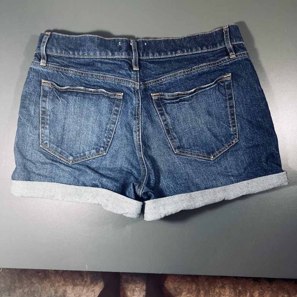 LOFT Dark Wash Denim Shorts | Cuffed Hem Mid Rise Size 6 / 28 - Picture 3 of 8
